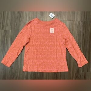 Old Navy Girls Coral with pink Gingerbread print Long Sleeve Shirt size 3T-NWT